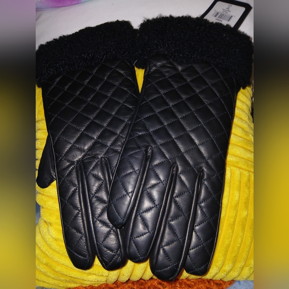 Tuzzi Leather Gloves Cashmere Lined Size 8.5" NWT